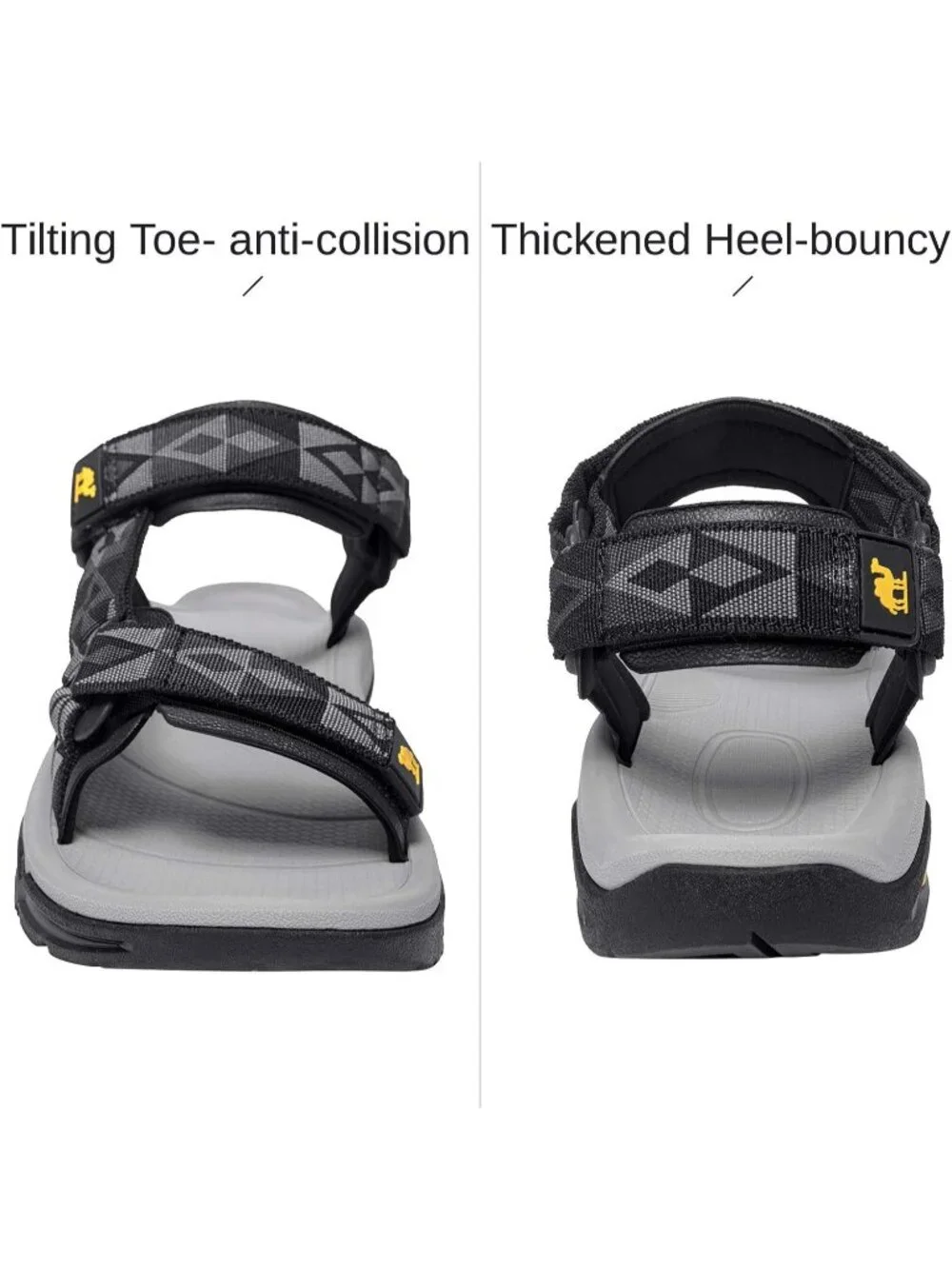 Men's Black Arch Support Open Toe Beach Comfortable Hiking Sandals Shoes